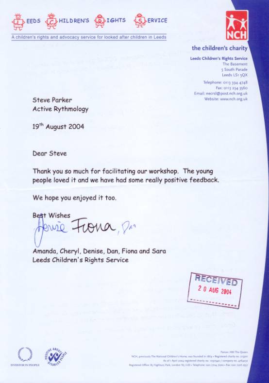 Leeds Children's Rights Service feedback letter